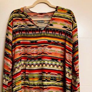 Karen Kane Aztec Hoodie-style Tunic Top